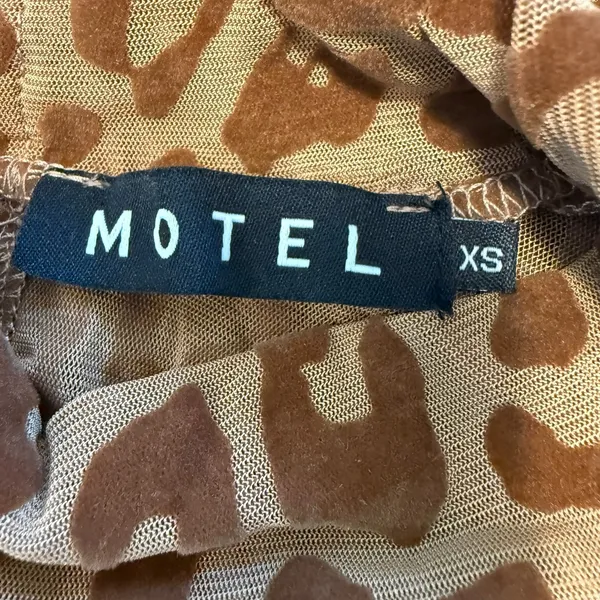 Motel Rocks Leopard Print Mesh Crop Top Long Sleeve Going Out Brown Tan Size XS - Image 8