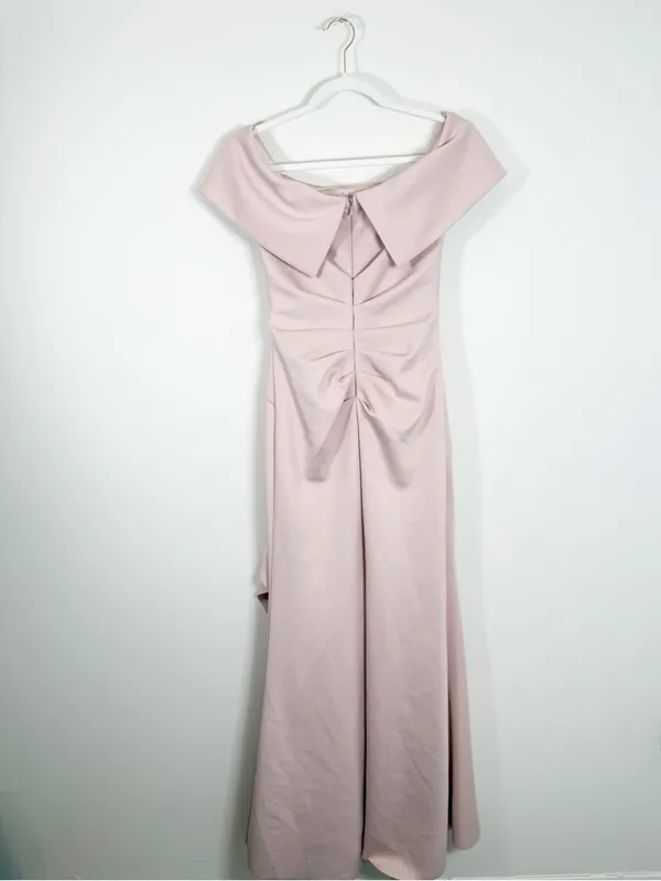XSCAPE Scuba Crepe Off Shoulder Long Maxi Dress Formal Blush Pink 3008 Size 4 - Image 4
