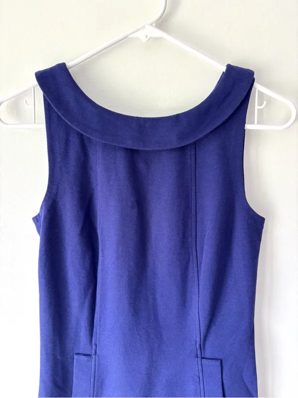 Boden Royal Blue Peter Pan Collared Sheath Mini Dress Preppy Sleeveless - Image 2