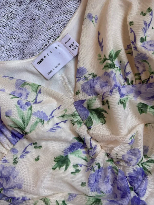 ASOS Cream Dress with Lavender Floral Pattern - Image 3