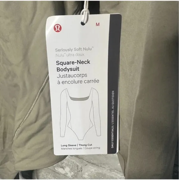 Lululemon Nulu Square Neck Bodysuit Long Sleeve Thong Cut NWT Size Medium (RVSN) - Image 10