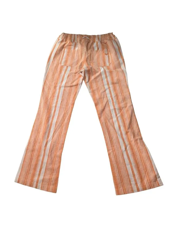 Roxy Orange And White Striped Linen Blend Pants Size XL - Image 2