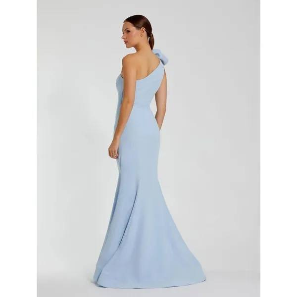 NWOT Mac Duggal 2304 Blue One Shoulder Mermaid Gown With 3D Flower Size 8 - Image 5