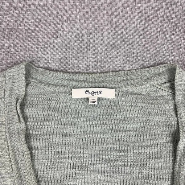 Madewell Cardigan Sweater Womens XS Green Cotton Nylon V Neck Pockets Knit - Image 3