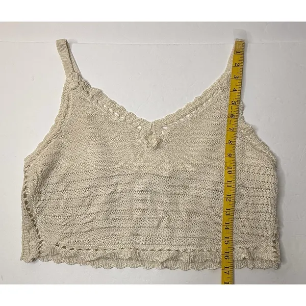 No Boundaries Sweater‎ Tank Top Cropped Women Size XL Cream Boho Indie Peasant - Image 3