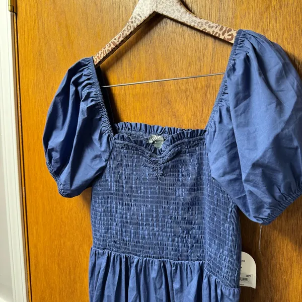 NEW Arula Laine Babydoll Dress Short Puff Sleeve Mini Denim Blue Amazing 1X - Image 6