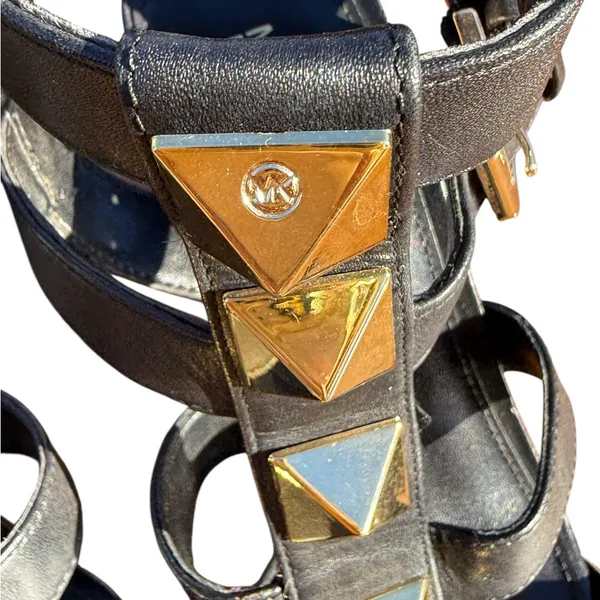 Michael Kors Wren Studded Leather Pyramid Block-heel Gladiator Sandals Sz‎ 5.5 - Image 7