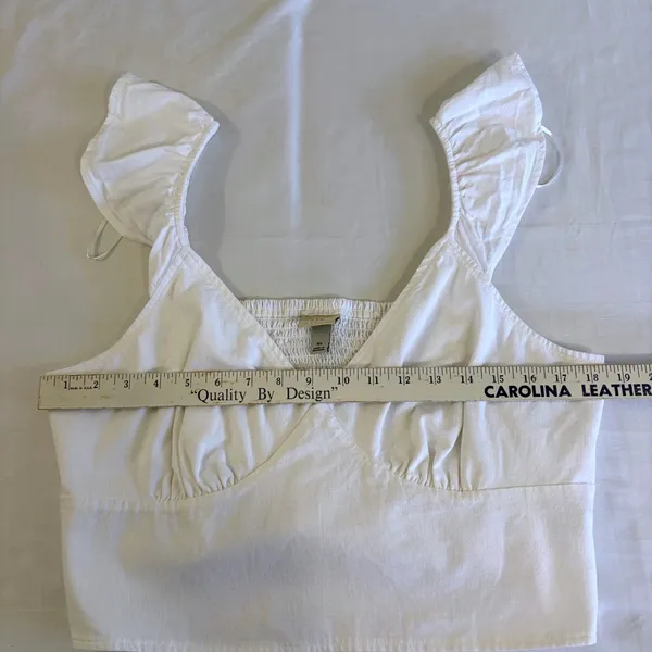 A New Day White Ruffle Cottagecore Romantic Crop Top XL Cotton‎ Rayon V-Neck - Image 4