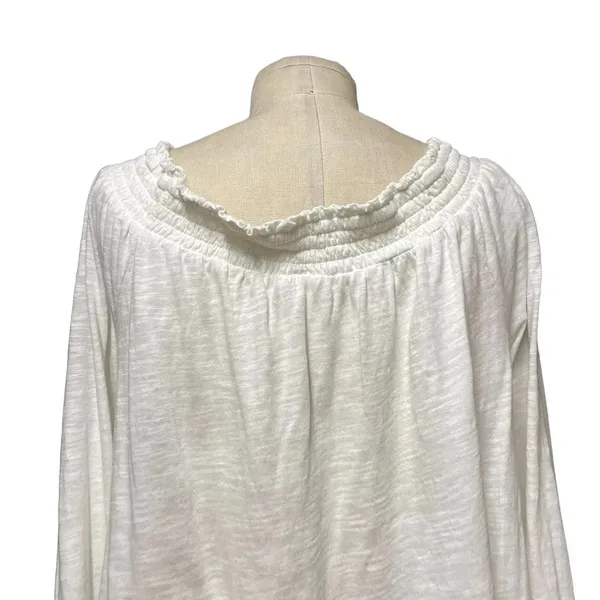 Anthropologie Annie‎ Top Embroidered Off The Shoulder Blouse White Size Large - Image 7