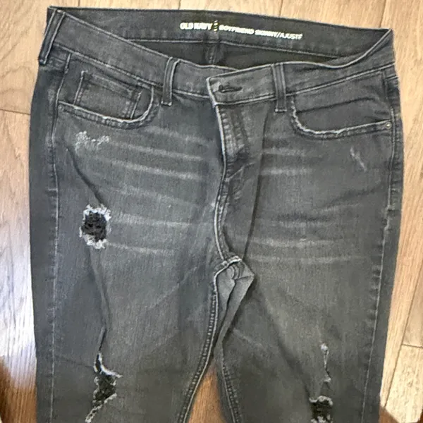 Old Navy Boyfriend Skinny Distressed Black Women's Jeans Size 10 C8-010 - Image 4
