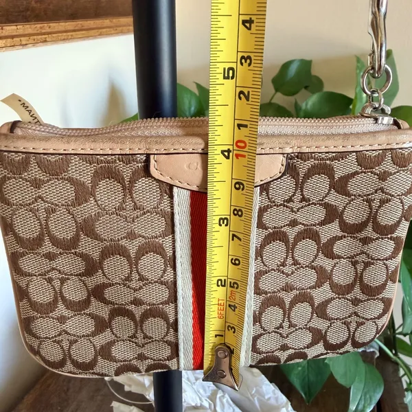 Coach Signature C Wristlet Orange Brown Racing Stripe Y2K Preppy Classic - Image 6