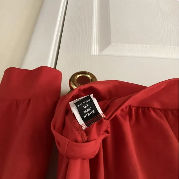 SHEIN Red Relaxed Blouse with Bib Collar - Image 5