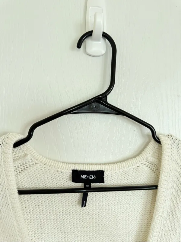 Me + Em Chunky Cotton Square Neck Top White Size XS - Image 3