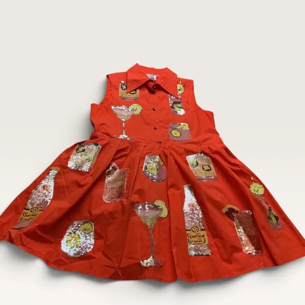 Queen of Sparkles Red Sequin Cocktail Drink Sleeveless Shirt Dress XS - Image 9