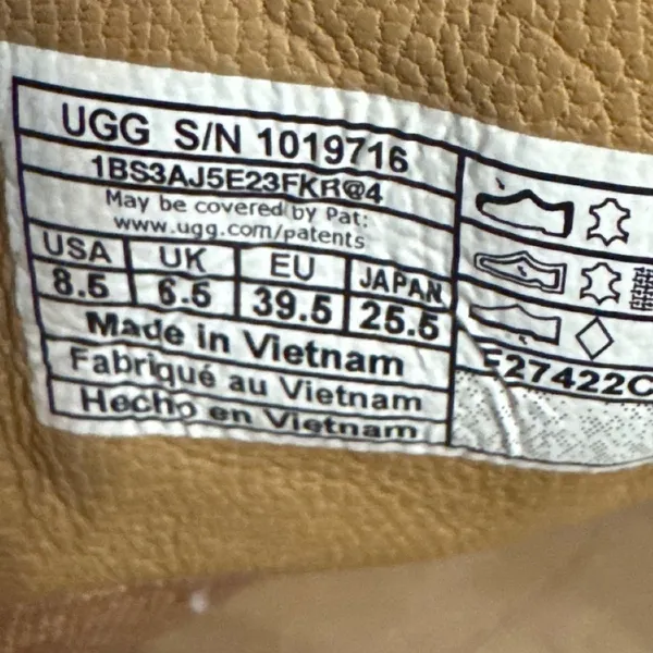 UGG Olive High Top Sneakers Chestnut Leather Shearling Womens Size 8.5 - Image 3