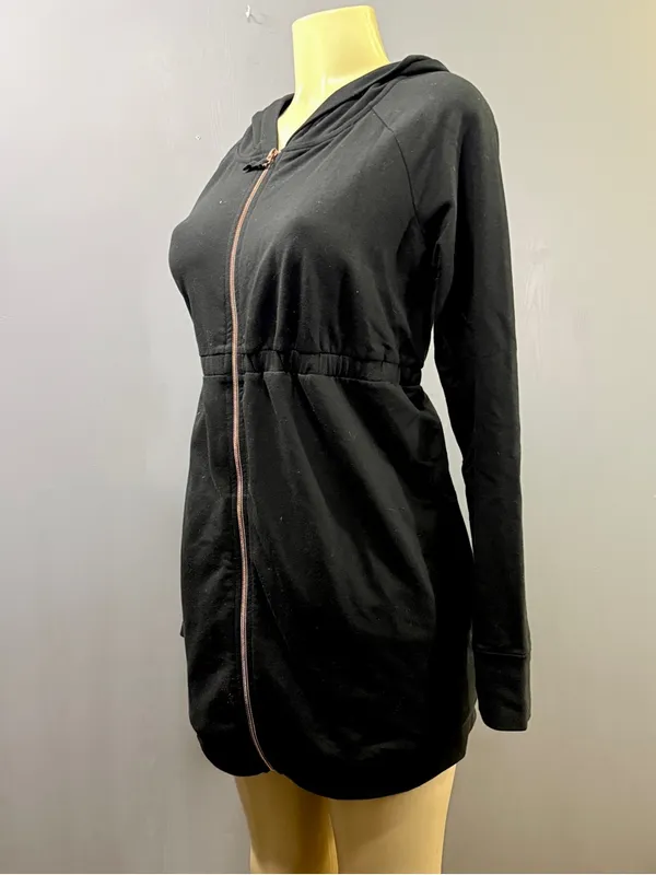 Isabel Maternity by Ingrid & Isabel Black Utility Jacket Hoodie Thumb Holes M - Image 2