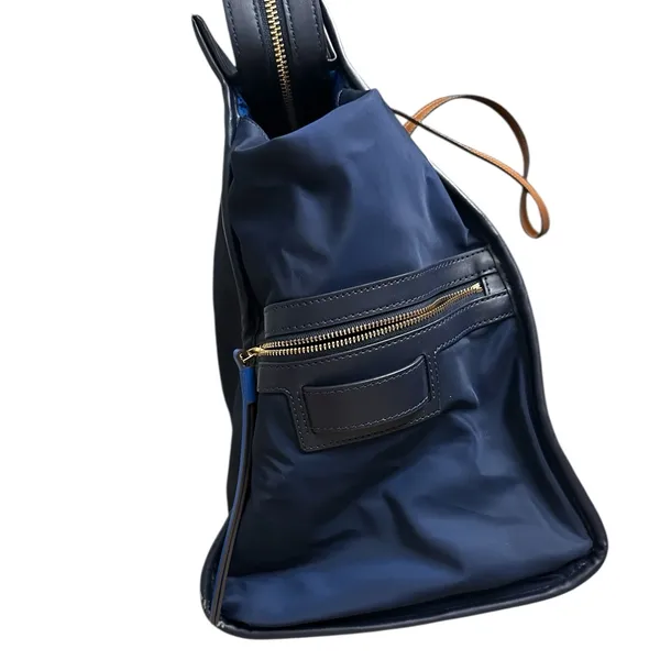 Tory Burch The Perry Overnight Travel Bag Blue Nylon Faux Leather Trim One Size - Image 6