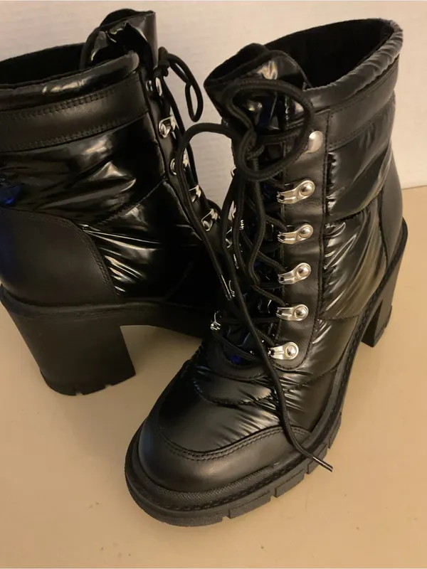 Marc Fisher women black leather platform combat boots US 7.5 - Image 2