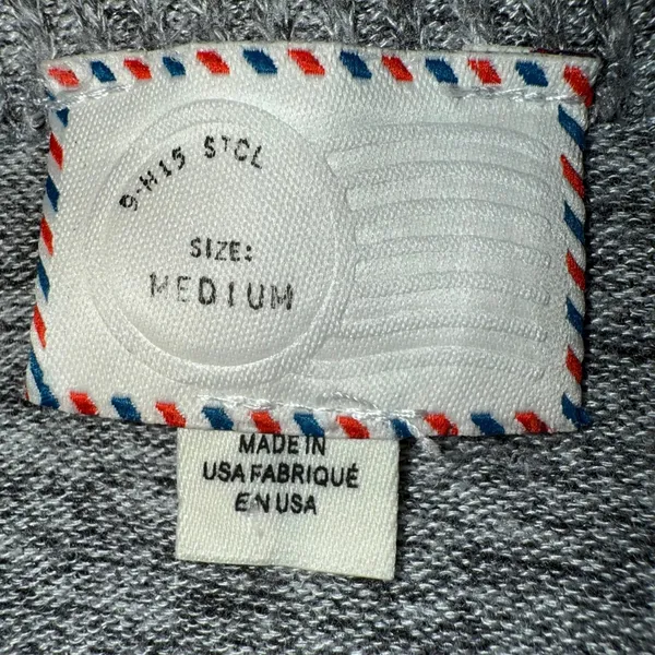 ANTHROPOLOGIE POSTMARK Oversized Marbled Gray Ruffled Trim Gia Sweater‎ Medium - Image 7