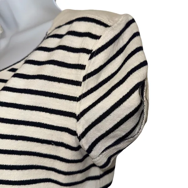 FREE PEOPLE French Kiss Black White Striped High Low Blouse‎ S/S Size XS - Image 3