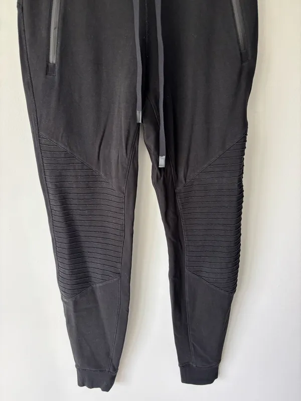 Alo Yoga Black Urban Moto Sweatpants Ribbed Joggers Drawstring Waist Athleisure - Image 5