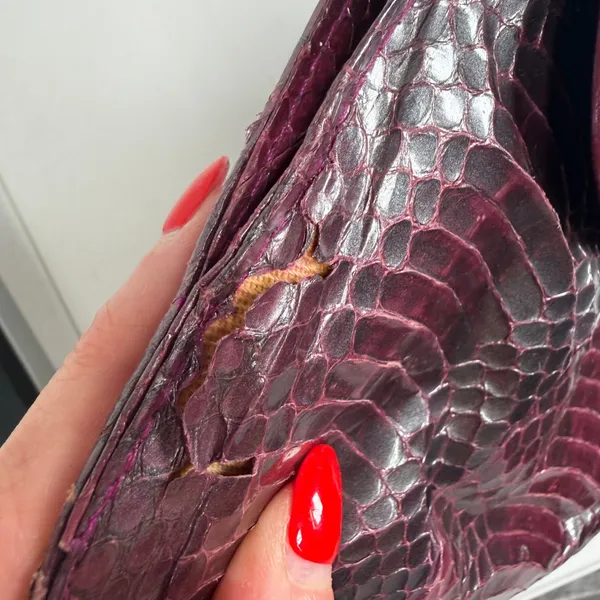 J. Renee Small Crossbody Bag Purple Snakeskin Embossed Vintage Faux Leather - Image 14