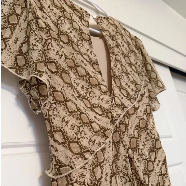 Bohme sz L Baevely AnimalPrint Ruffle Tiered Slit Maxi Dress Exotic Wild Evening - Image 8