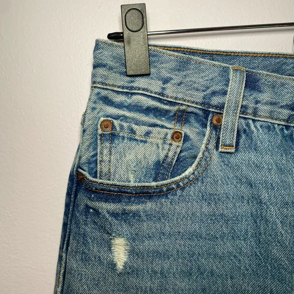 Levi's Premium 501 Light Wash Button Fly Distressed Jeans Women's size 25 - Image 5