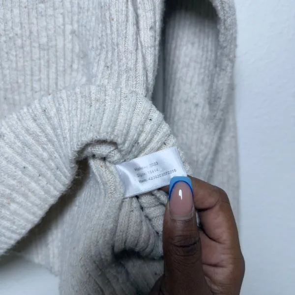 Marine Layer Womens Isla Knit Turtleneck Sweater S Cream Ribbed Donegal‎ Speckle - Image 8