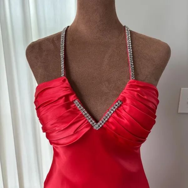 90s Vintage Cache Formal Dress 6 Rhinestone Old Hollywood Glam Homecoming Y2K - Image 12