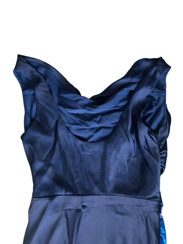 Abercrombie & Fitch Women’s Cowl Neck Draped Maxi Dress Dark Indigo Floral - Image 8