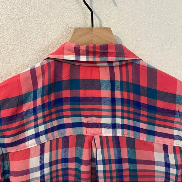 SO Perfect Shirt Pink &‎ Blue Plaid Soft Rayon Relaxed Fit Button Front Size M - Image 8