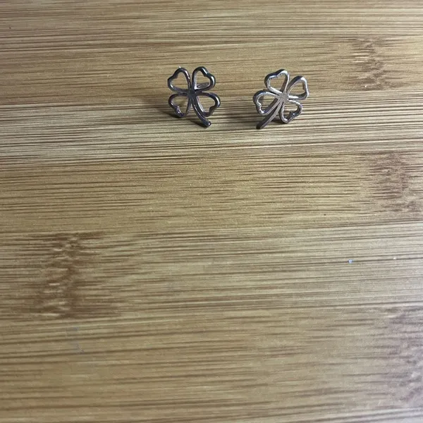 Boutique Sterling Silver Four Leaf Clover Stud Earrings | - Image 3