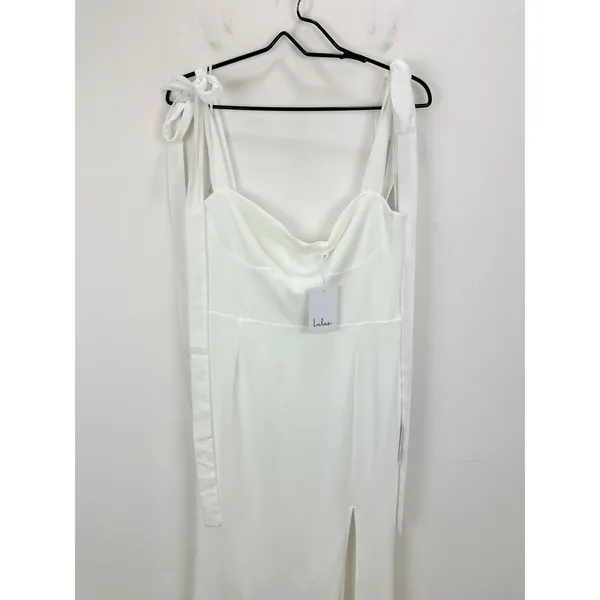 Lulus Splendid Love White Bustier Tie-Strap Mermaid Maxi Dress Wedding Large NWT - Image 6