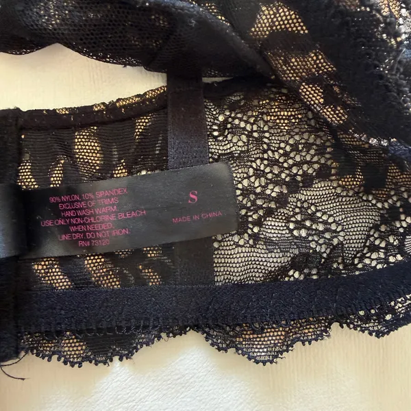 ✨ Frederick’s Of Hollywood Y2K Black Sheer Floral Lace Bralette | Coquette Fairycore Lingerie Top | Romantic Soft Cup Mesh Bra Size S - Image 3