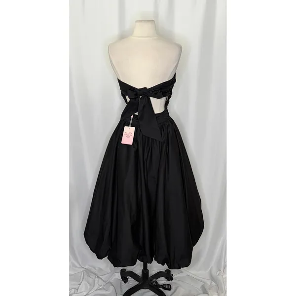 NWT!! HELLO MOLLY Upon A Cloud Strapless Bubble Midi Dress Solid Black X-Small‎ - Image 8