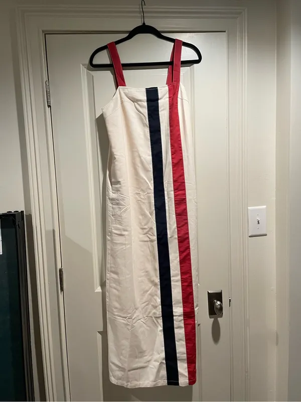 NWT - OKLORA Vertical Stripe Sleeveless Linen-Blend Maxi Dress - Image 4