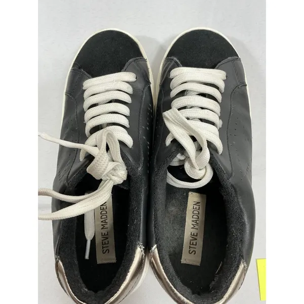 Womans Steve Madden Rezume Lace Up Low Top Fashion Sneakers 6.5 M Black - Image 5