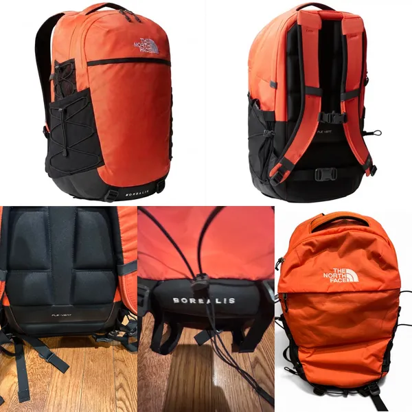 The North Face Borealis Backpack - Vibrant Orange & Black (Excellent Condition) - Image 2