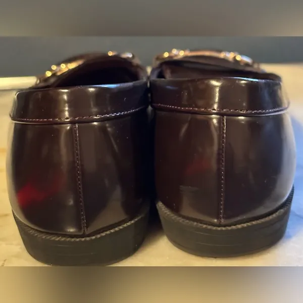 Dexflex Comfort Burgundy/Purple Loafers W Front Gold Buckle & Padding S… - Image 4