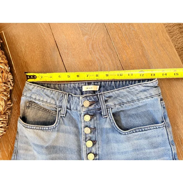 A.L.C. Wide Leg Button Fly Jeans Women's‎ Light Blue Wash Size 2 - Image 7