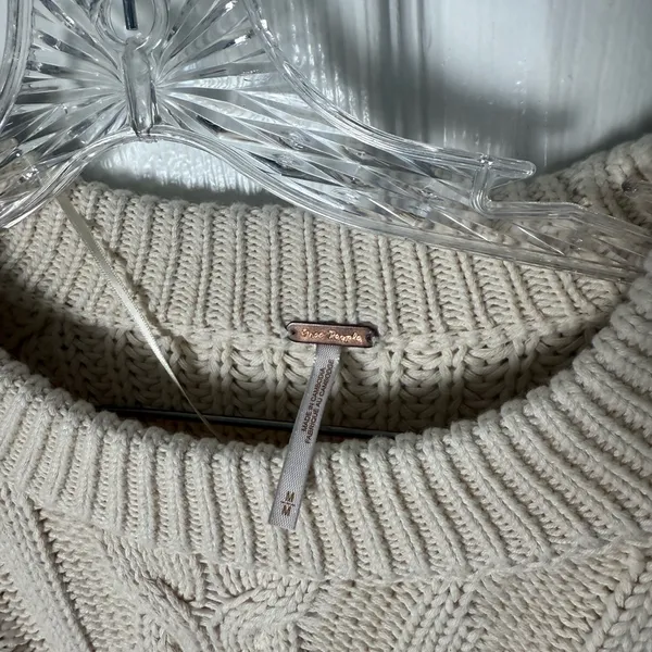 Free People Frankie Cable Sweater in Ivory M - Image 6