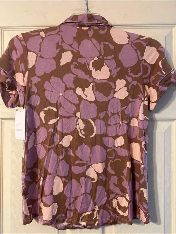 NWT stars above Brown and Lavender Floral Short Pajama Set XS - Image 4