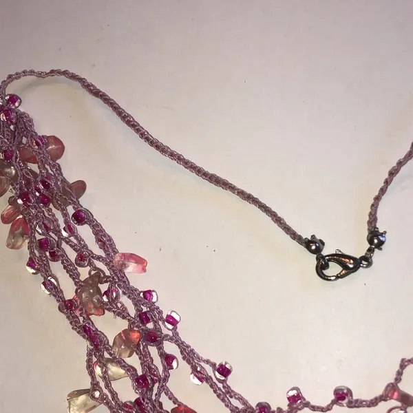 Elegant Pink Boho Beaded Necklace - Image 5