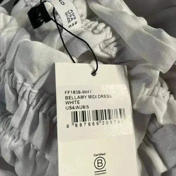NWT Faithfull the Brand Bellamy Bridal Graduation Linen Midi Dress Plain White - Image 4