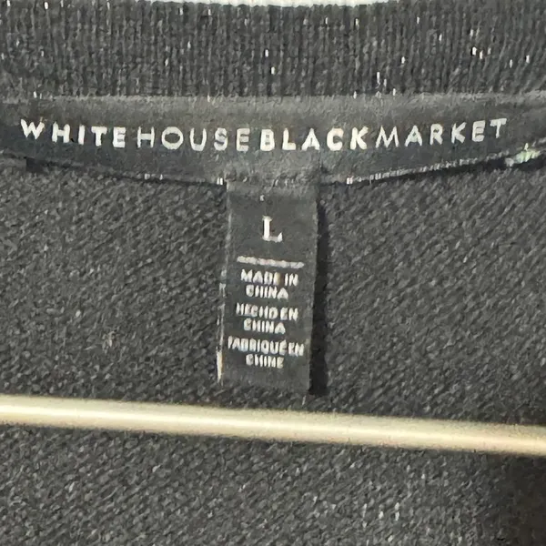 White House Black Market Cardigan L Black Sparkle Draped Bell Sleeve - Image 7