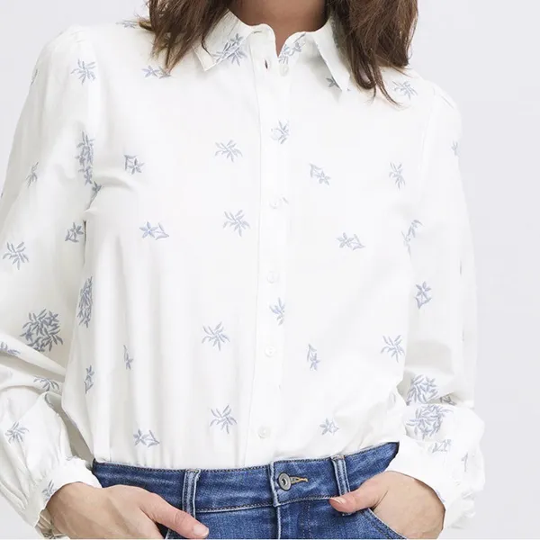 Nordstrom NWT B. Young Hasel Preppy Classic Minimalist Floral Embroidery Button down small - Image 3