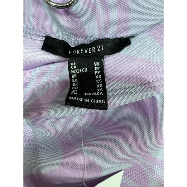 Forever 21 Y2K Lavender Sky Blue Swirl Print Mini Skirt Lace Trim Women's XS New - Image 5
