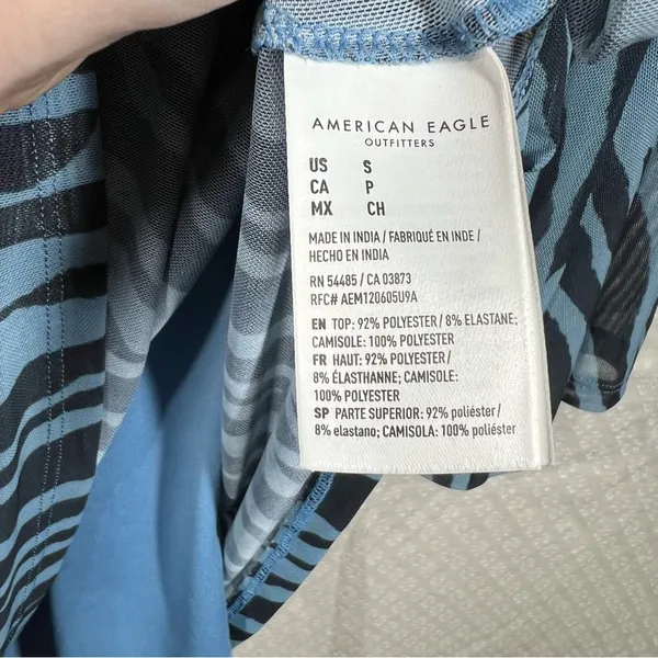 American Eagle NWT Blue‎ Zebra Print Flared Long Sleeve Dress - Image 4