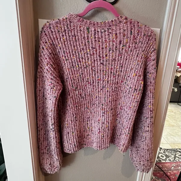 Generation K Pink Confetti Chenille Crew Neck Sweater XL Soft Cozy - Image 6